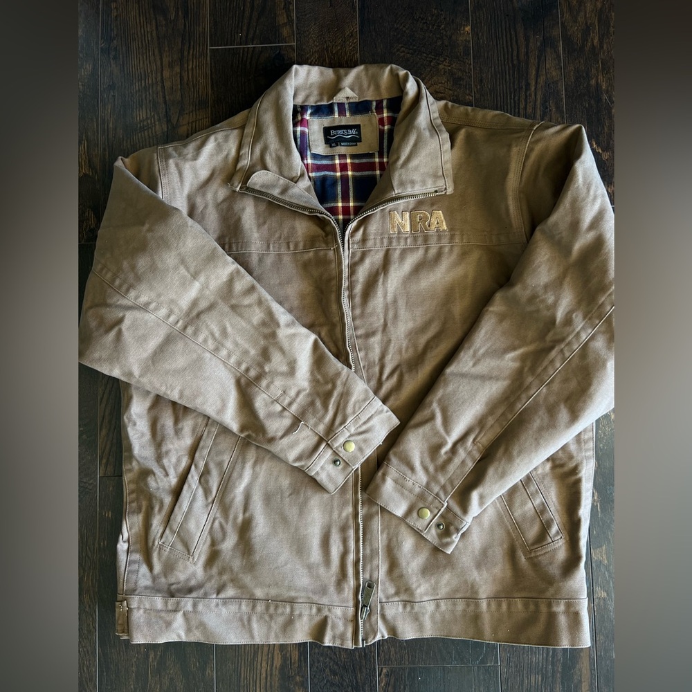 BURK’s BAY Men’s NRA canvas flannel lined jacket size XL